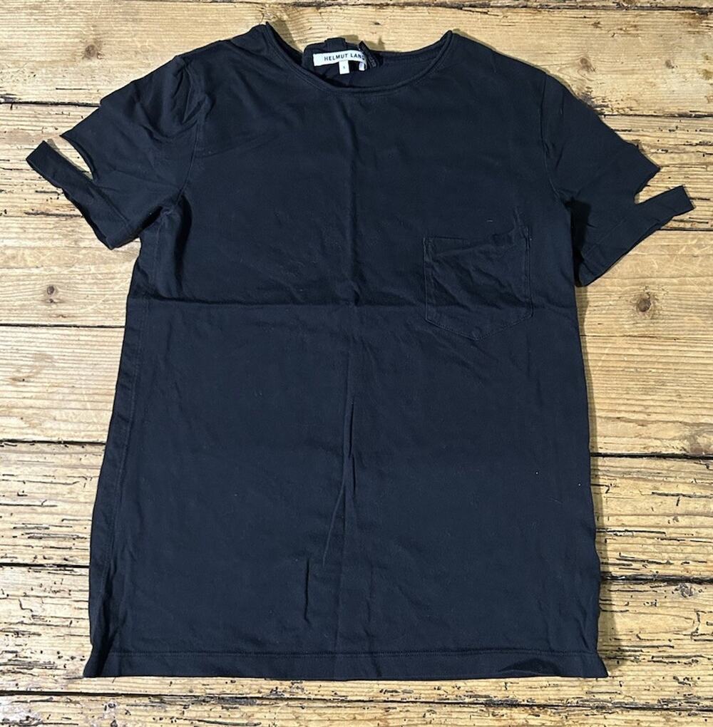 Helmut Lang Women’s Size Black The Pocket Split Short Sleeve T-Shirt